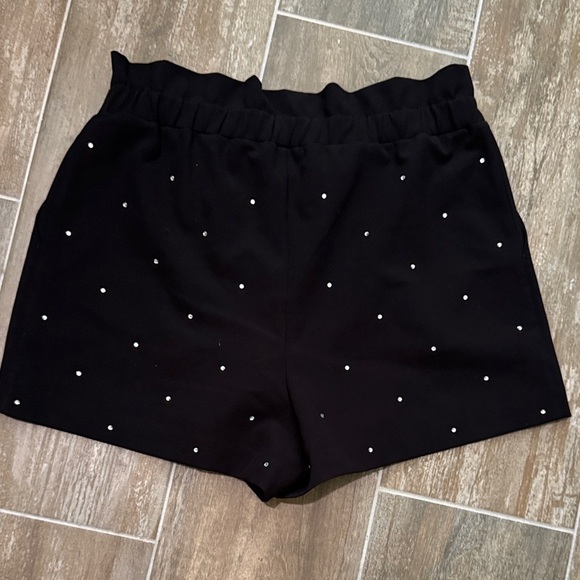 Express High Waist Black GLAM Shorts with Rhinestone Accents - Picture 4 of 11